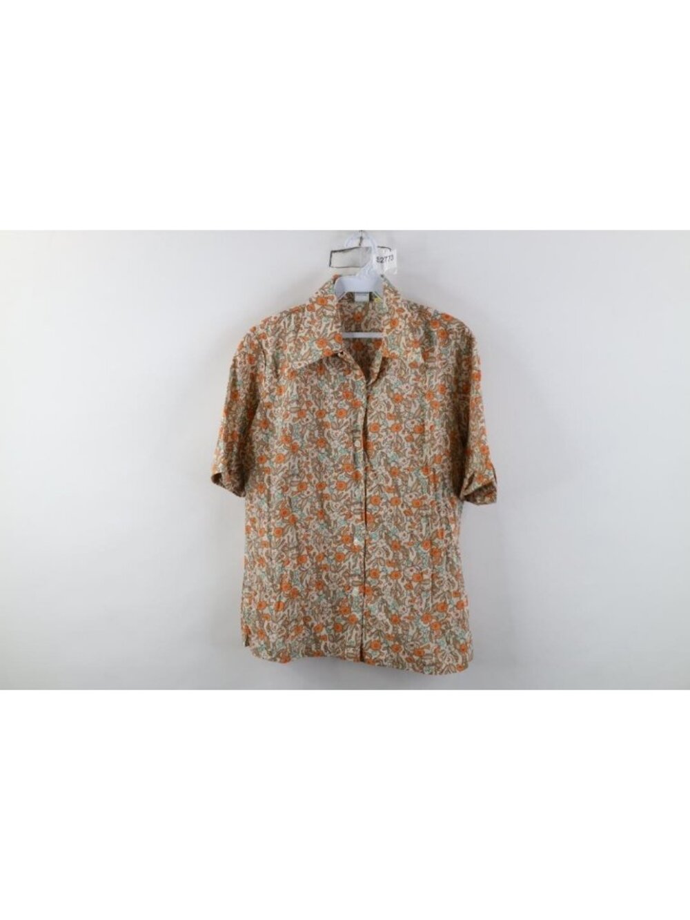 Deadstock Vtg 50s 60s Womens 36 Flower Dagger Collar Short Sleeve Button Shirt